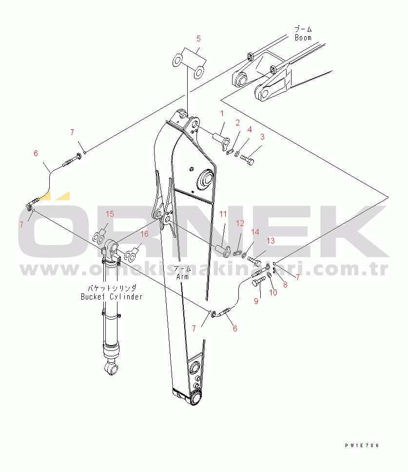 Komatsu PC200-7 S/N 200001-UP (Yurtdışı Versiyonu) ARM (WITHOUT ARM)