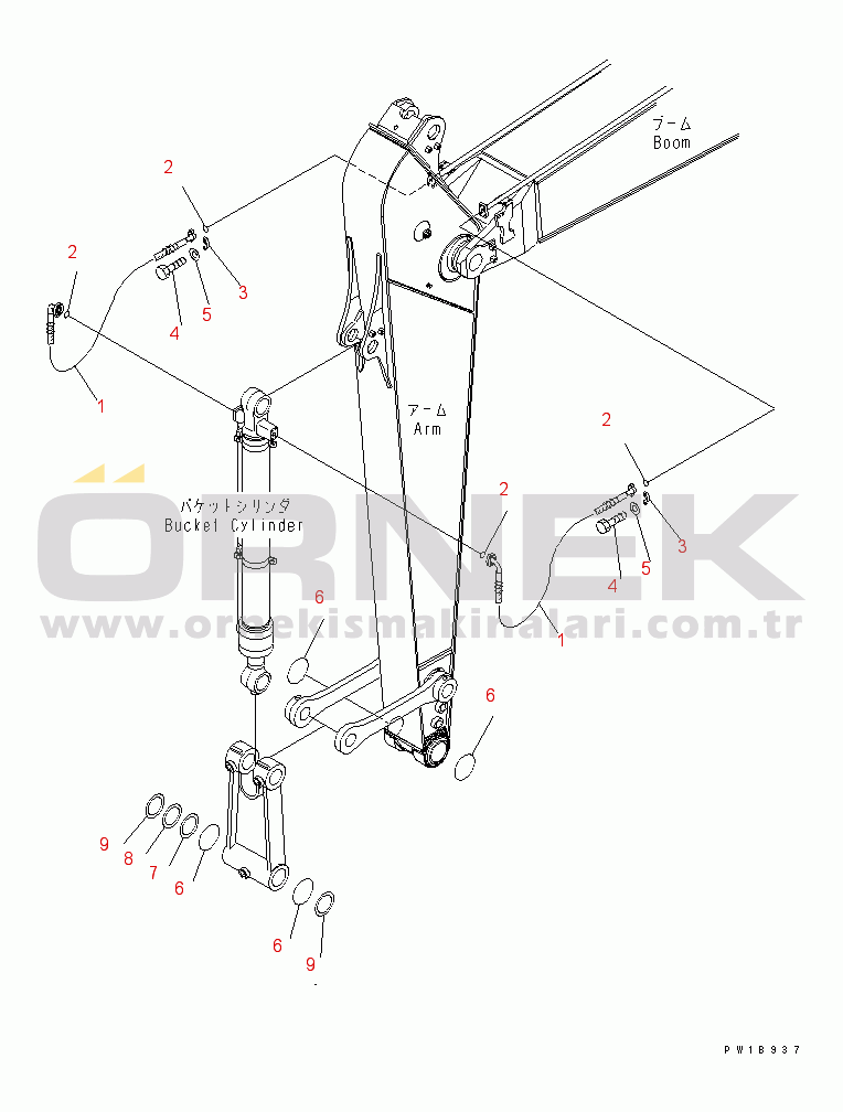 Komatsu PC200-7 S/N 200001-UP (Yurtdışı Versiyonu) ARM (1.8M) (BUCKET CYLINDER HOSE AND SPARSER)