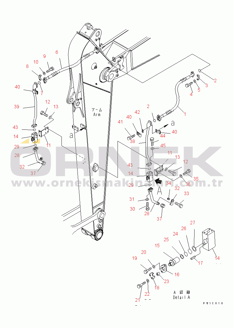 Komatsu PC200-7 S/N 200001-UP (Yurtdışı Versiyonu) ARM (2.9M) (ADDITIONAL PIPING)
