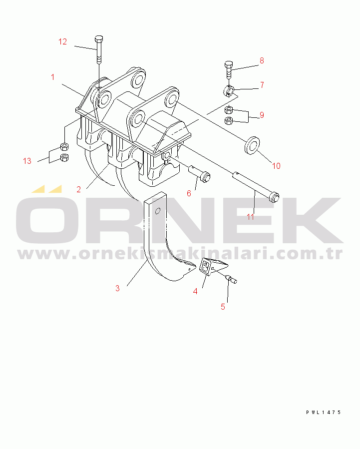 Komatsu PC200-7 S/N 200001-UP (Yurtdışı Versiyonu) THREE SHANK RIPPER