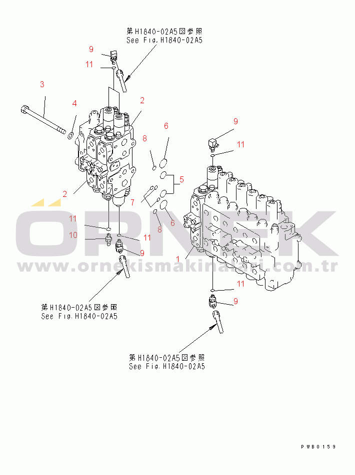 Komatsu PC200-6S S/N 80001-UP MAIN VALVE (CONNECTING PARTS)(#80001-96513)