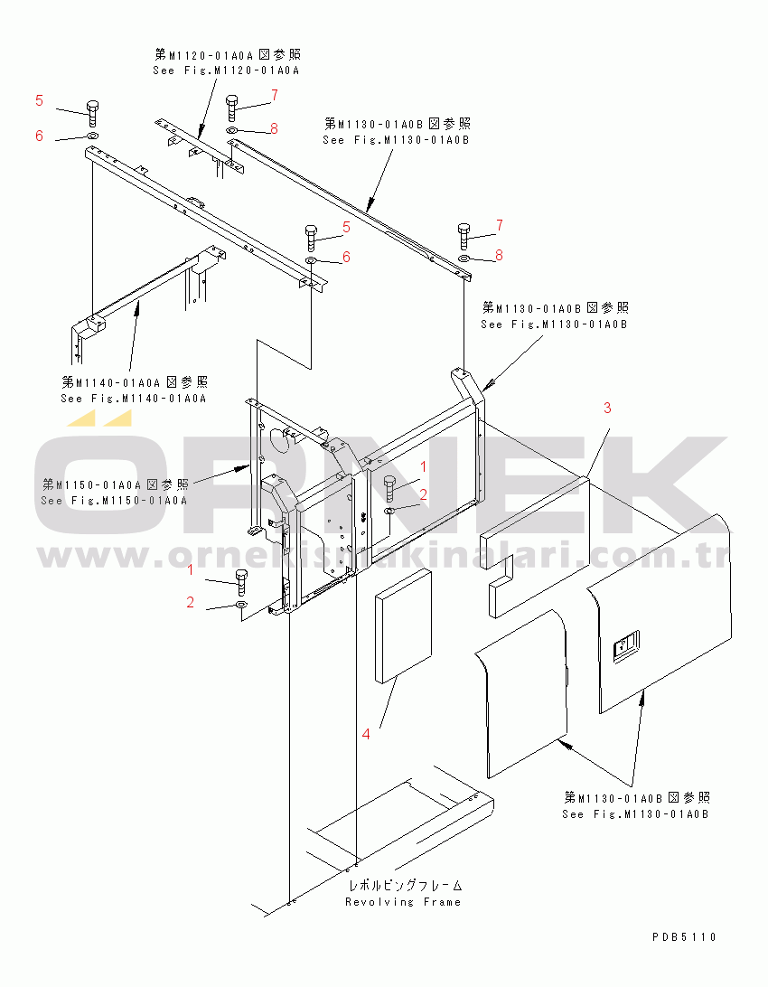 Komatsu PC200-6S S/N 80001-UP LEFT SIDE DOOR (INSTALLATION PARTS) (MACHINE CAB)(#94999-)
