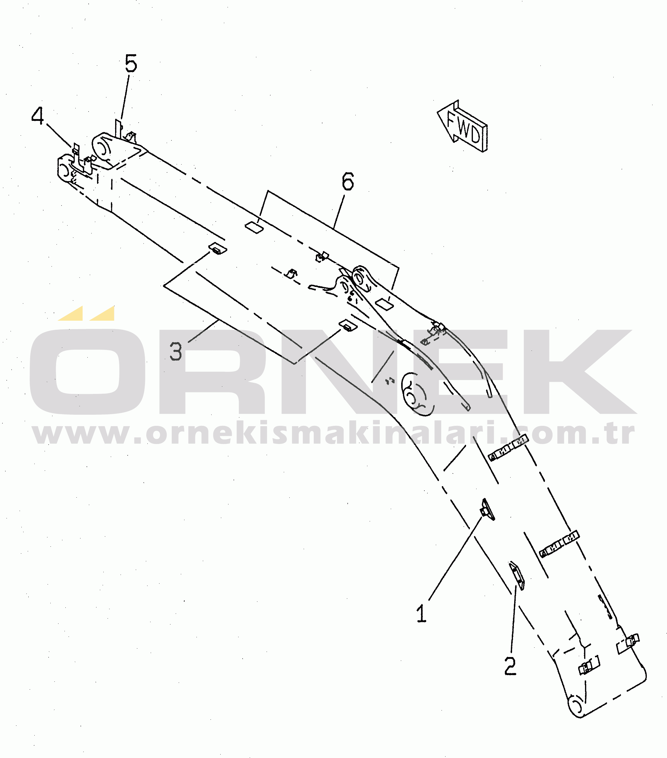 Komatsu PC200-6S S/N 80001-UP BOOM (ADDITIONAL PARTS FOR ADDITIONAL PIPING)(#80001-82250)