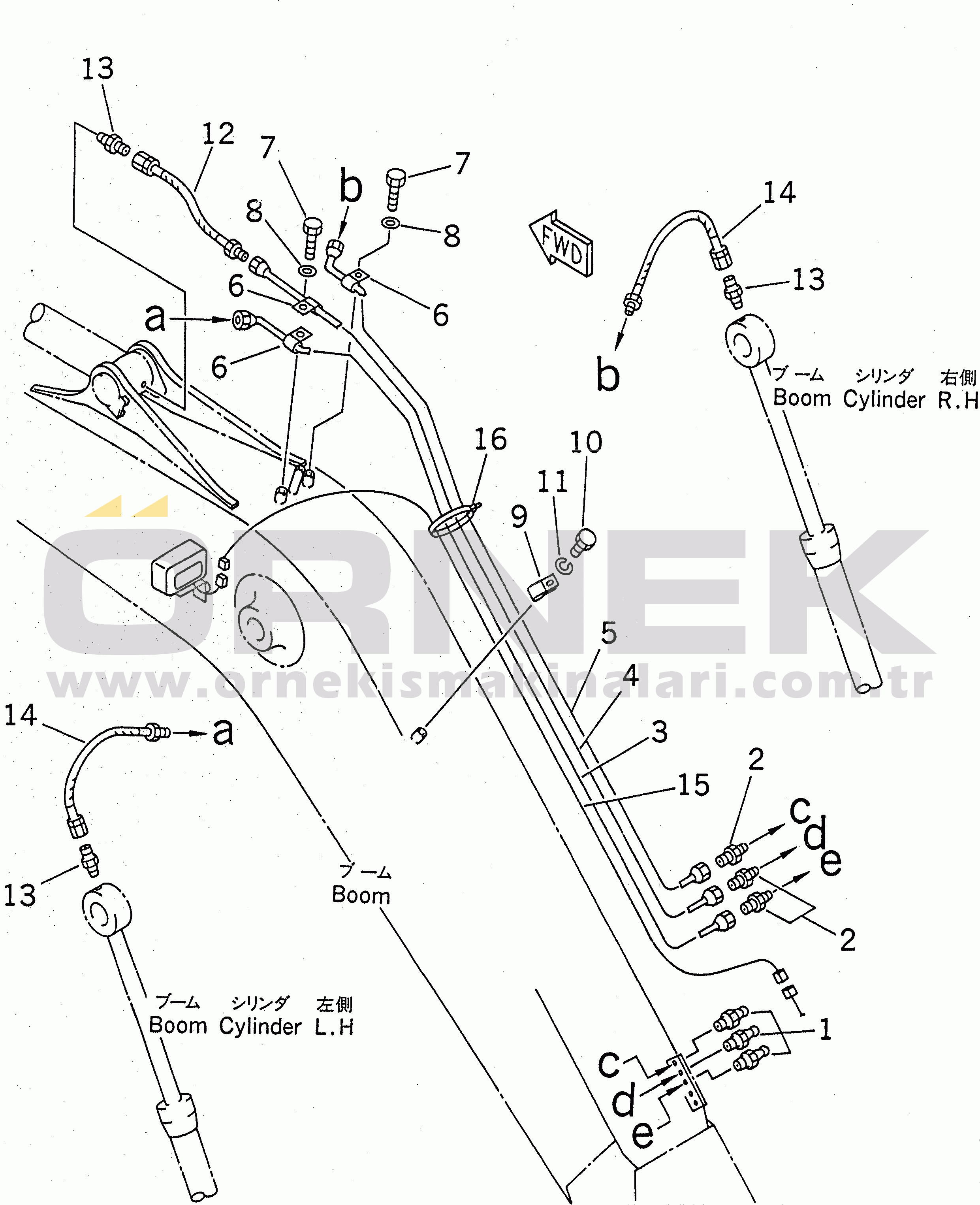 Komatsu PC200-6S S/N 80001-UP BOOM (LUBRICATING LINE AND WORKING LAMP HARNESS)(#80001-99111)