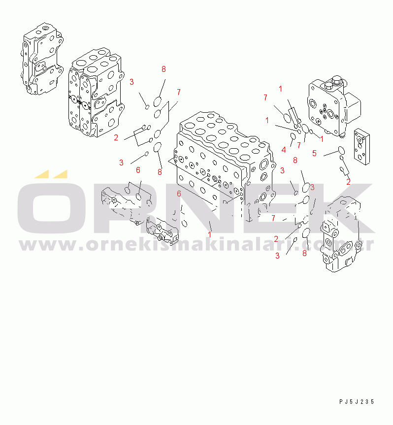 Komatsu PC200-6S S/N 80001-UP MAIN VALVE (2-ACTUATOR) (2/16)(#94999-99471)