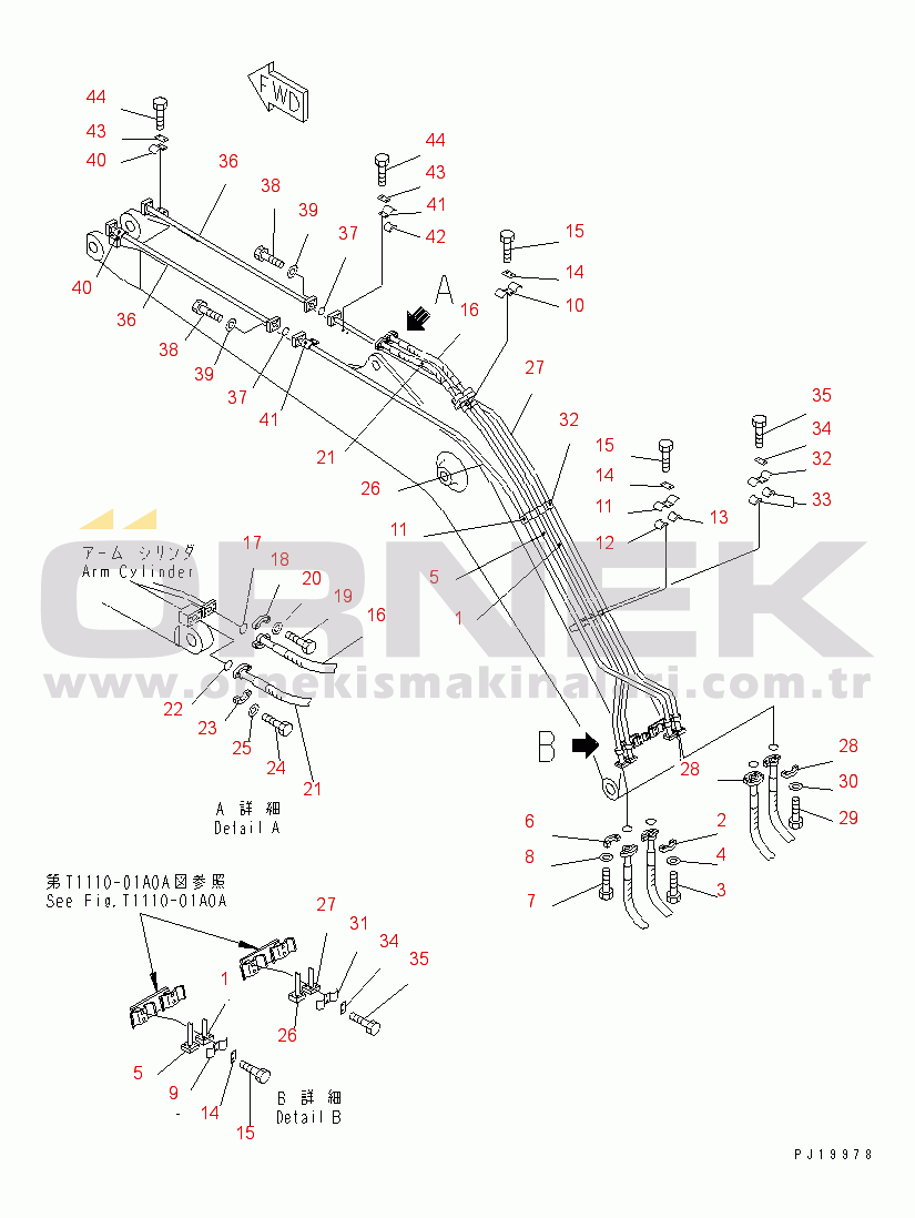 Komatsu PC200-6Z S/N 80001-UP BOOM (ARM CYLINDER LINE AND BUCKET CYLINDER LINE)(#80001-99111)