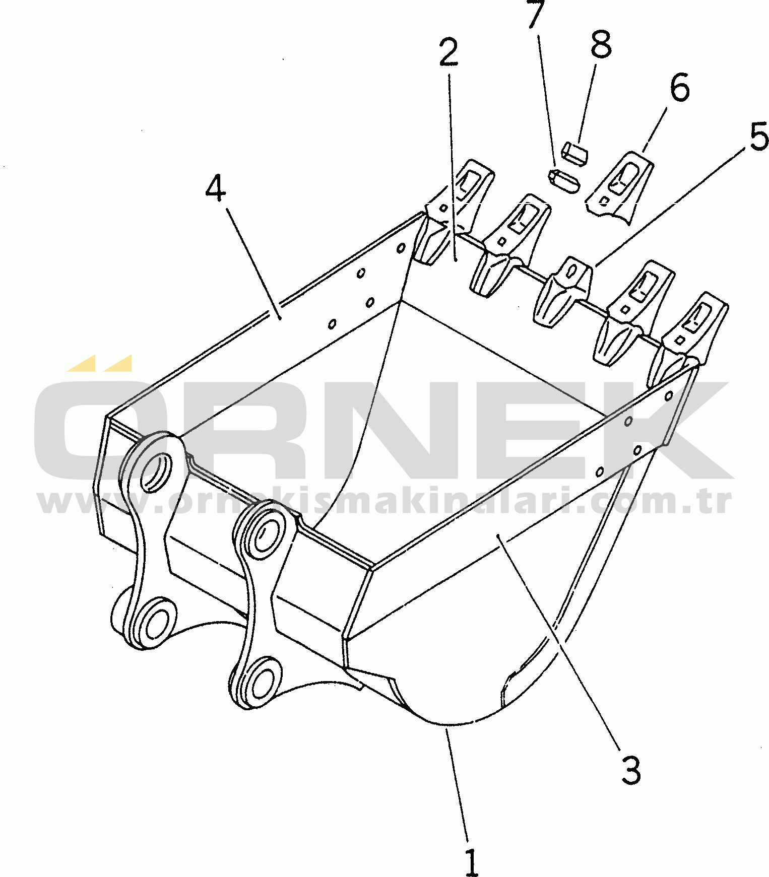 Komatsu PC200-6Z S/N 80001-UP BUCKET¤ 0.8M3 (CECE 0.7M3)¤ 1045MM (VERTICAL PIN TYPE)(#80001-94998)