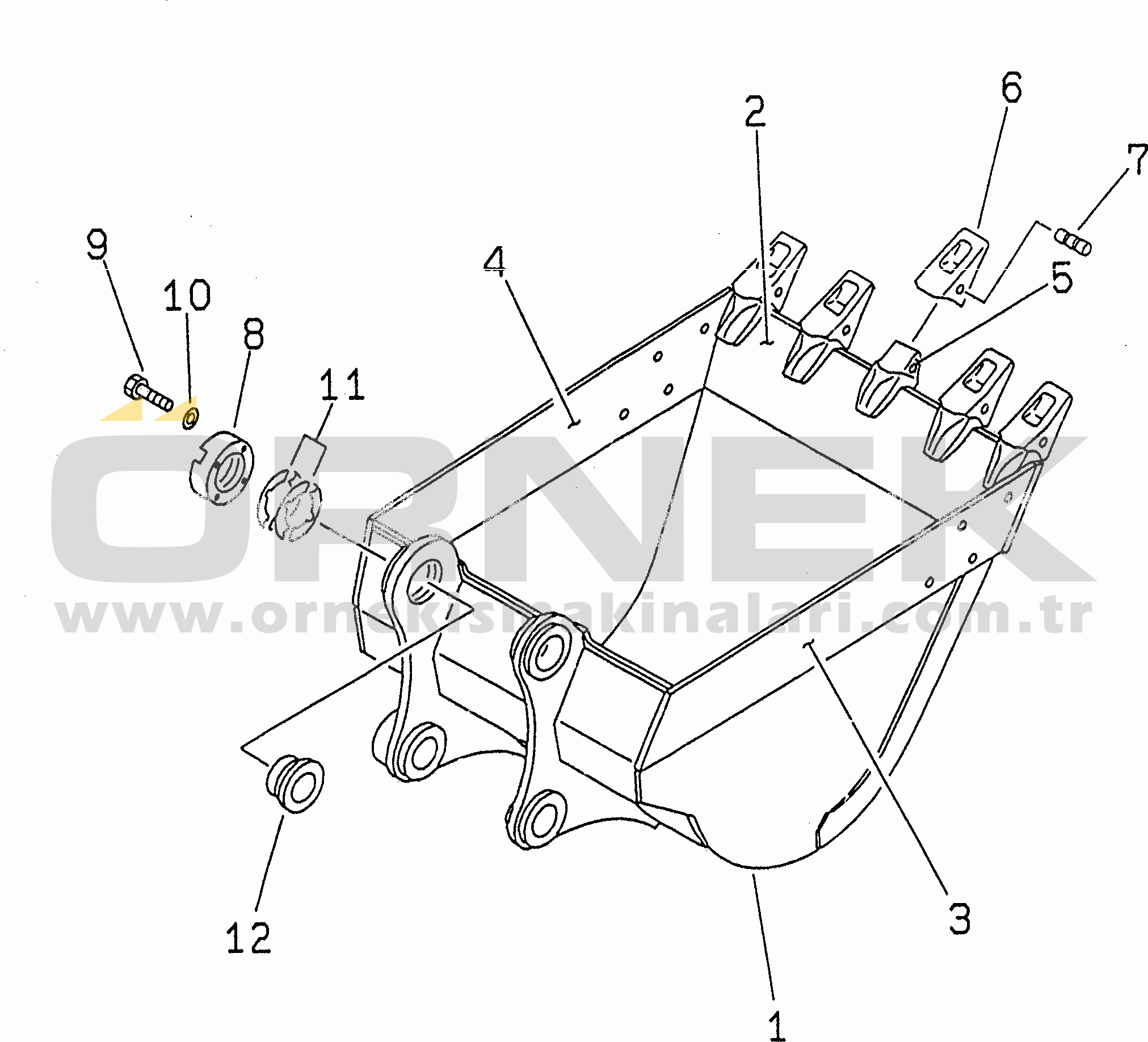 Komatsu PC200-6Z S/N 80001-UP BUCKET¤ 0.9M3 (CECE 0.8M3)¤ 1200MM (HORIZONTAL PIN TYPE) (WITH ADJUSTER)(#80001-94998)