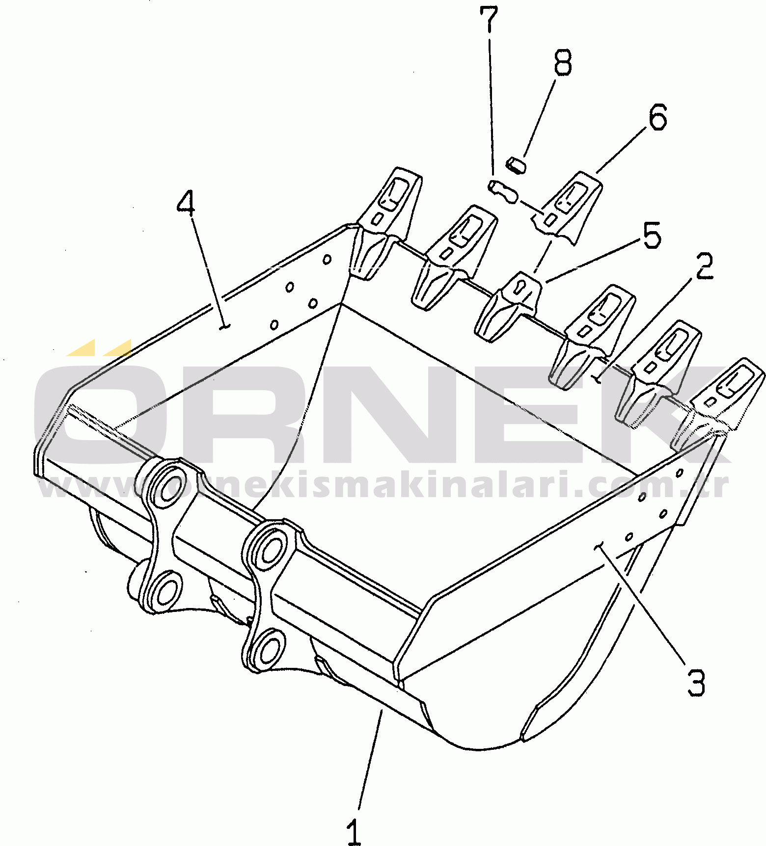 Komatsu PC200-6Z S/N 80001-UP BUCKET¤ 1.0M3 (CECE 0.9M3)¤ 1330MM (VERTICAL PIN TYPE)(#80001-94998)