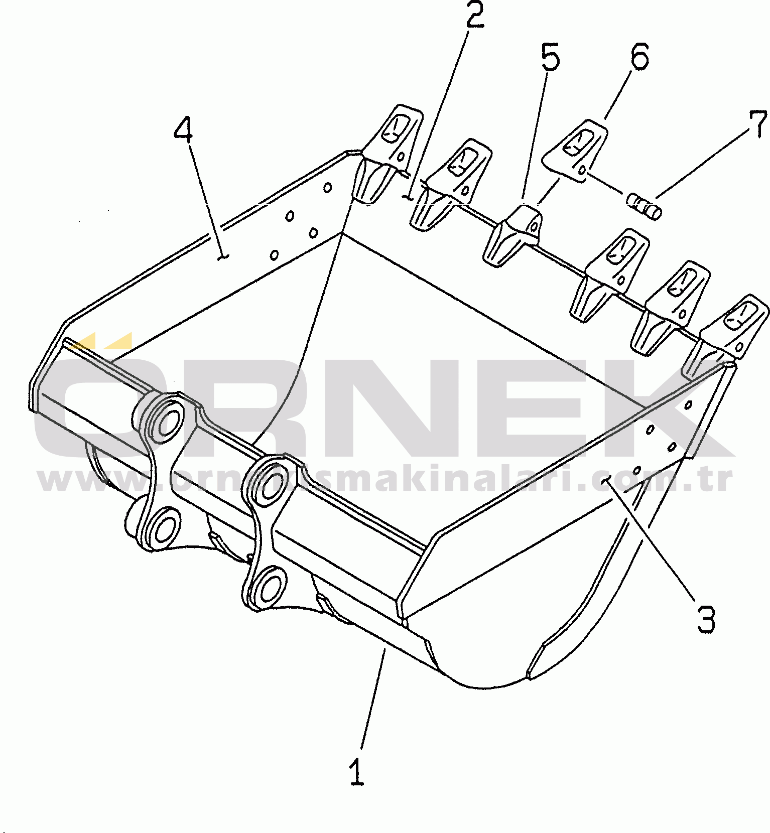 Komatsu PC200-6Z S/N 80001-UP BUCKET¤ 1.0M3 (CECE 0.9M3)¤ 1330MM (HORIZONTAL PIN TYPE)(#80001-94998)