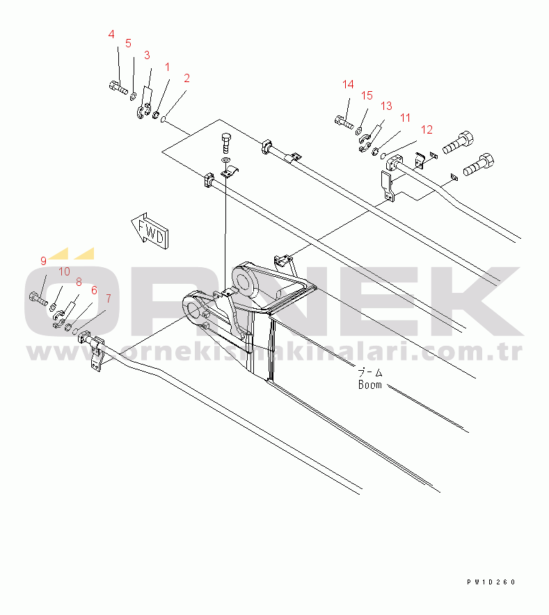 Komatsu PC200-8 S/N C60001-UP BLIND PARTS (BOOM) (FOR 1-ACTUATOR)