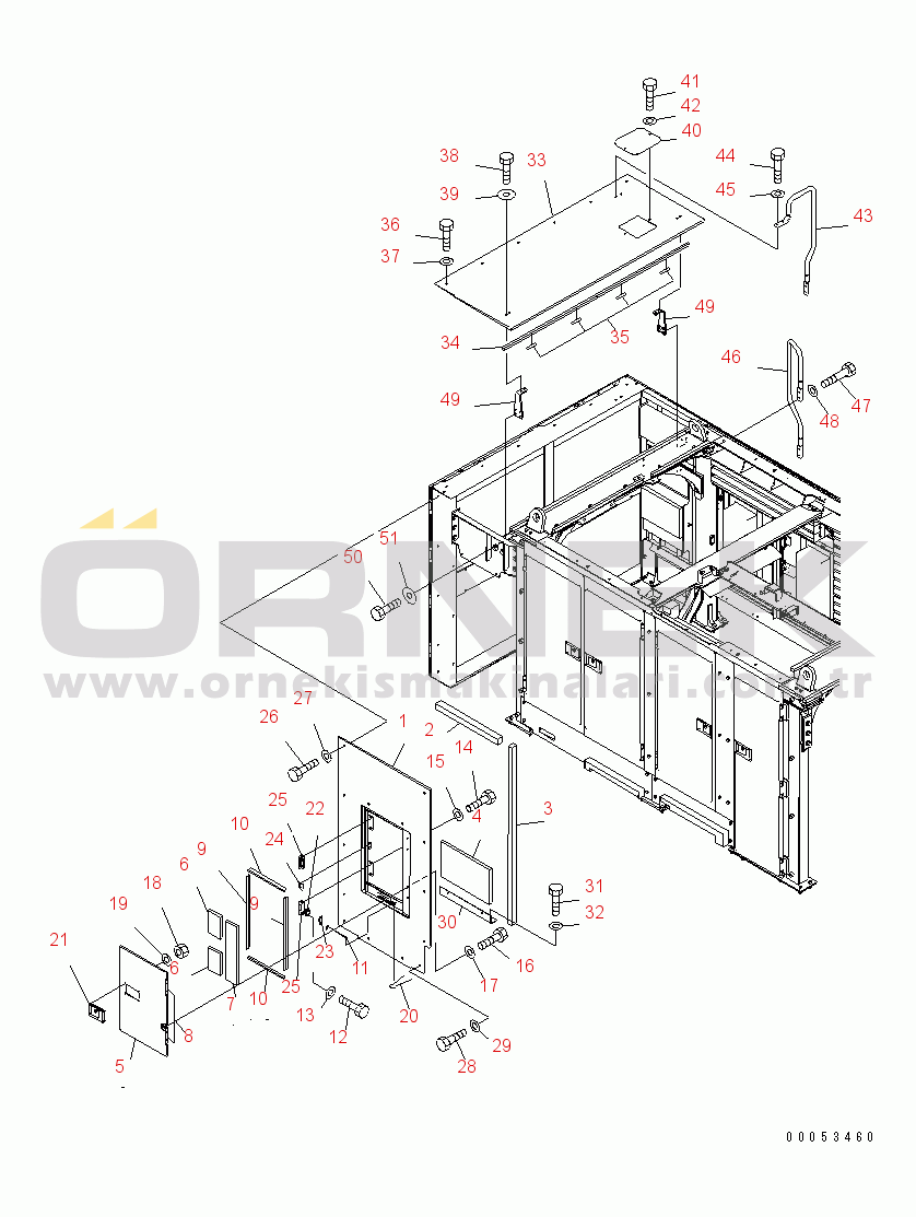 Komatsu PC2000-8 S/N 20001-20195 (Katman 2) HOOD (COVER¤ R.H.) (FRONT)(#20001-)