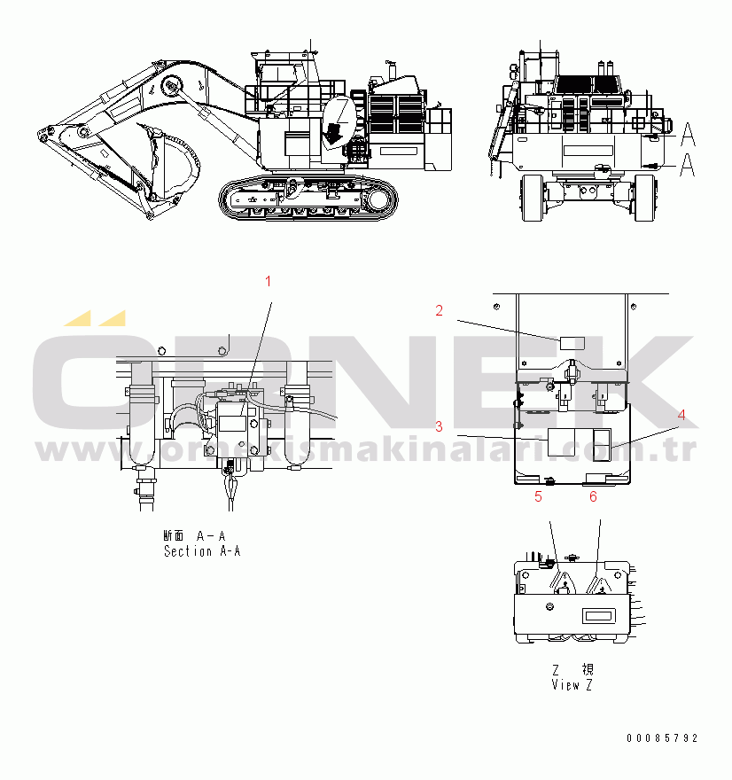 Komatsu PC2000-8 S/N 20001-20195 (Katman 2) PLATE (SERVICE CENTER FULL OPTION) (2/3)(#20150-)