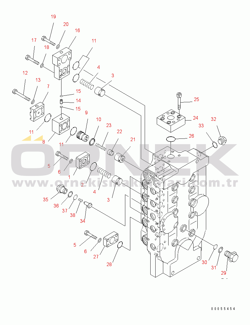 Komatsu PC2000-8 S/N 20001-20195 (Katman 2) MAIN VALVE (2/9) (R.H.)(#20001-)