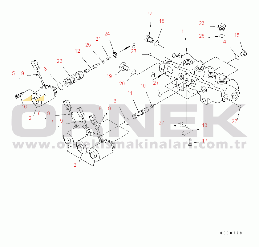 Komatsu PC2000-8 S/N 20001-20195 (Katman 2) SOLENOID VALVE (INNER PARTS)(#20071-)