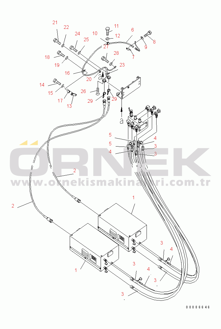 Komatsu PC2000-8 S/N 20001-20195 (-40C DEGREE) COOLANT PRE HEATER (WIRING)(#20059-)