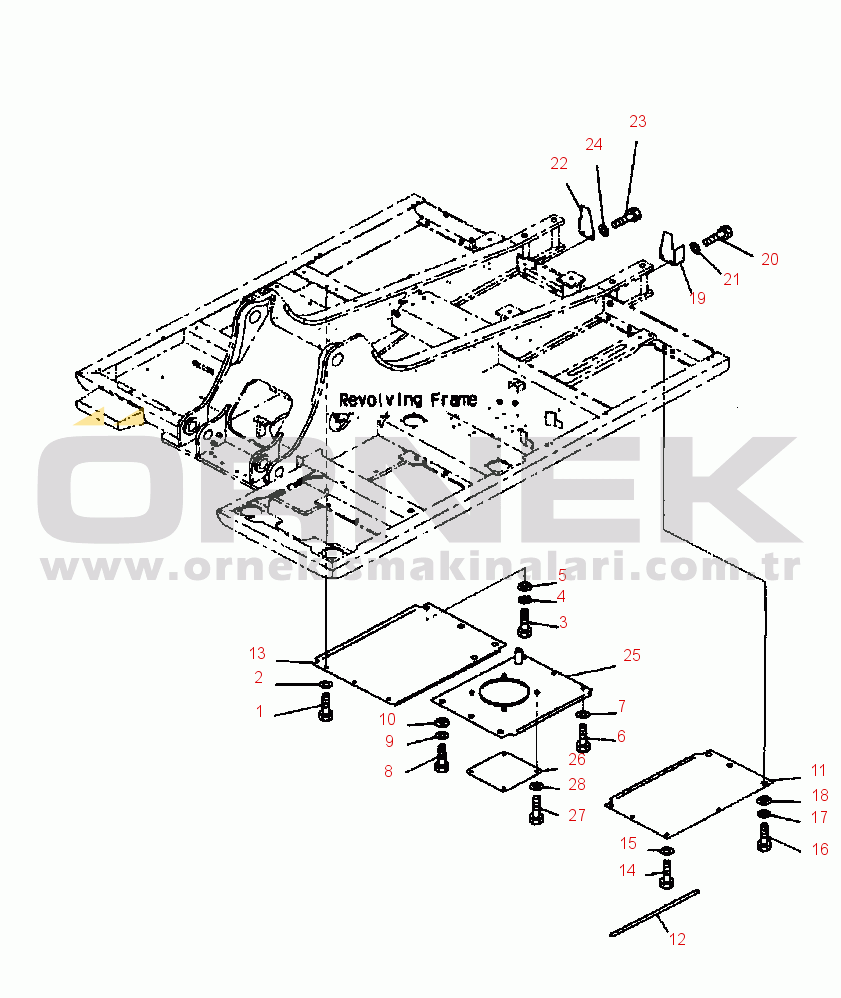 Komatsu PC200-6B / PC200LC-6B Hidrolik Ekskavatör UNDER COVER (REVOLVING FRAME) (ENGINE ROOM)