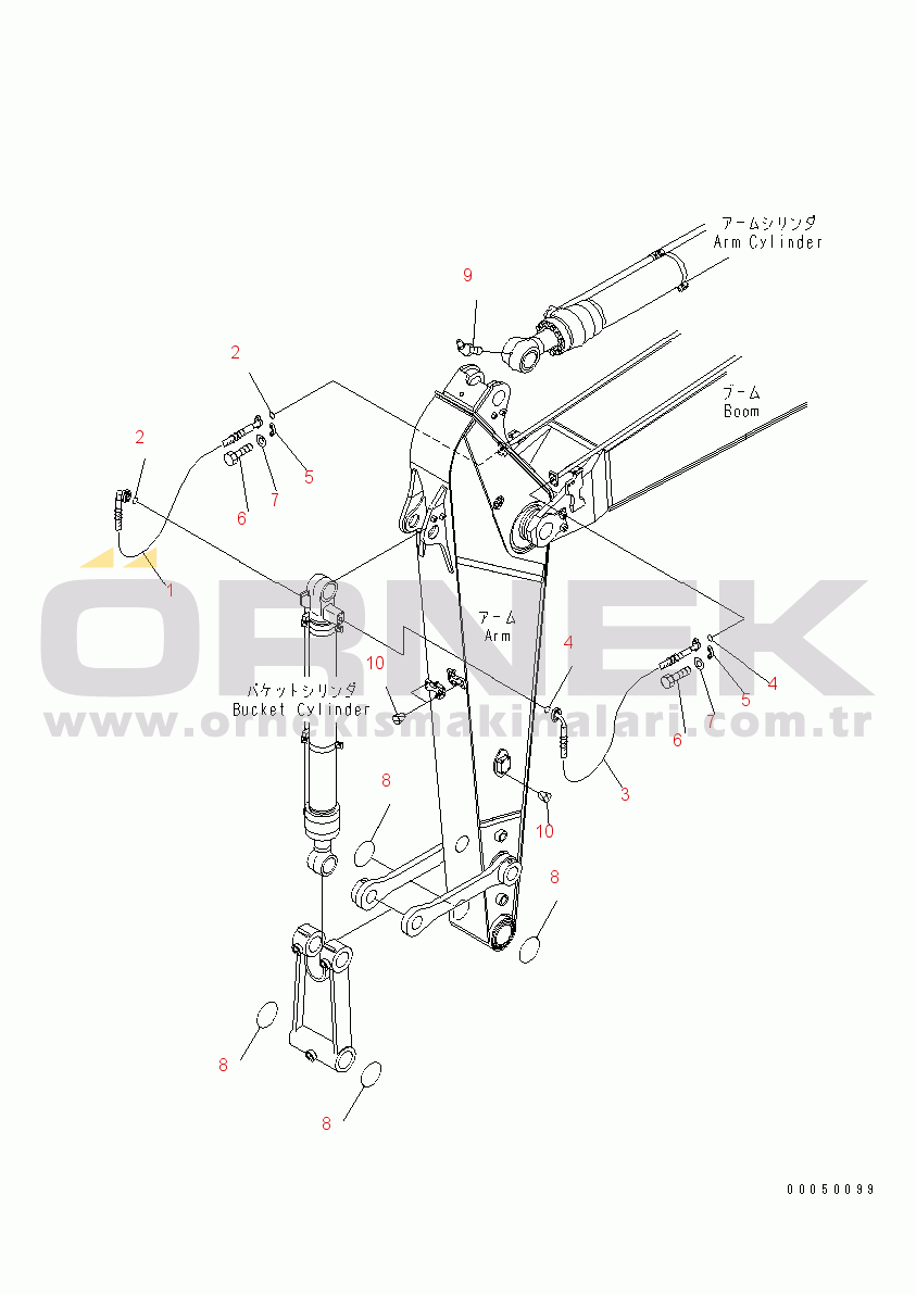 Komatsu PC200-8 / PC200LC-8 S/N B30001-UP ARM (BUCKET CYLINDER HOSE) (FOR 2.4M ARM)