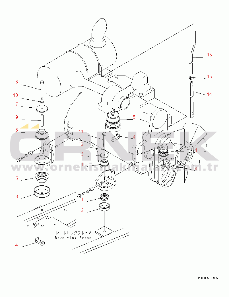 Komatsu PC200CA-6 S/N T10001-UP (Tayland Yapımı (KBC)) ENGINE MOUNT(#C10001-)