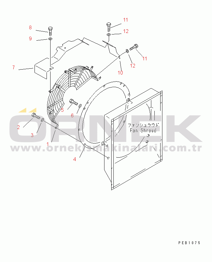 Komatsu PC200LC-6 S/N 80001-UP (Yurtdışı Versiyonu) FAN GUARD (SAE)(#80001-96513)