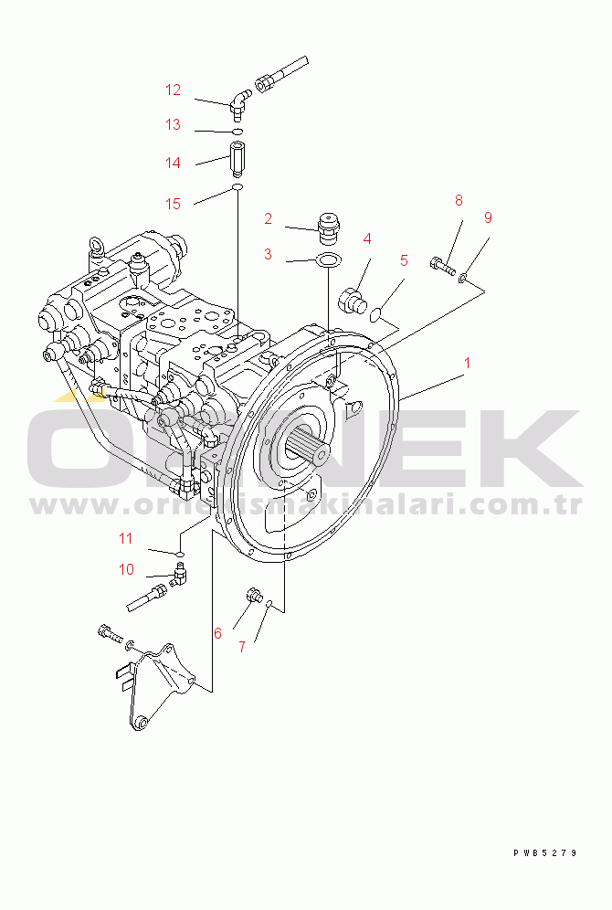 Komatsu PC200LC-6 S/N 80001-UP MAIN PUMP (CONNECTING PARTS)(#96514-110274)