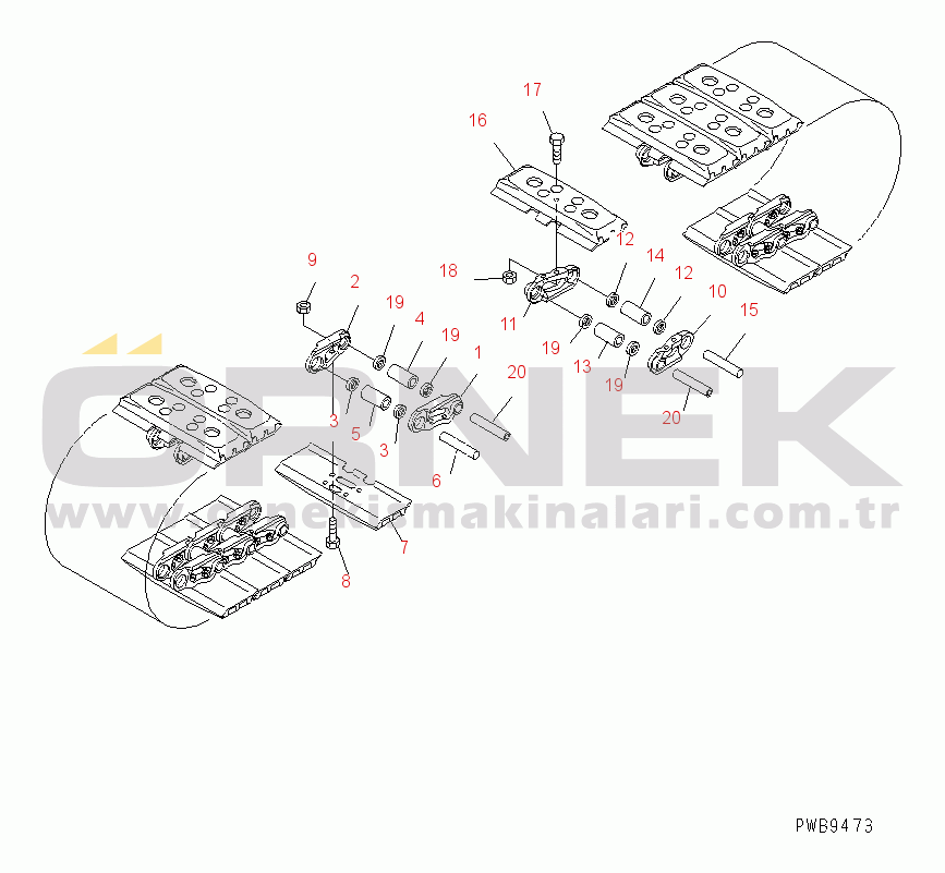 Komatsu PC200LC-6 S/N 80001-UP TRACK SHOE (RUBBER GROUSER) (600MM WIDE)