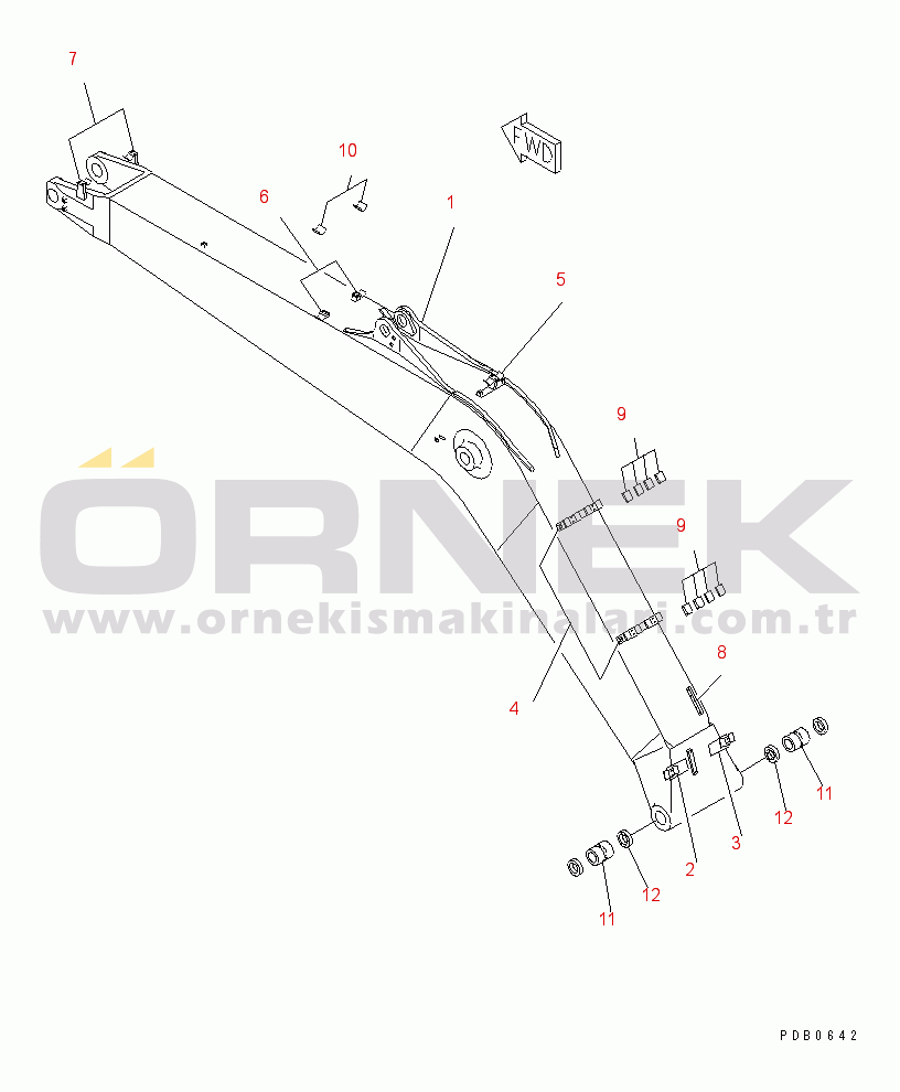 Komatsu PC200LC-6 S/N 80001-UP BOOM (FOR AUTO GREASING))(#80001-99111)