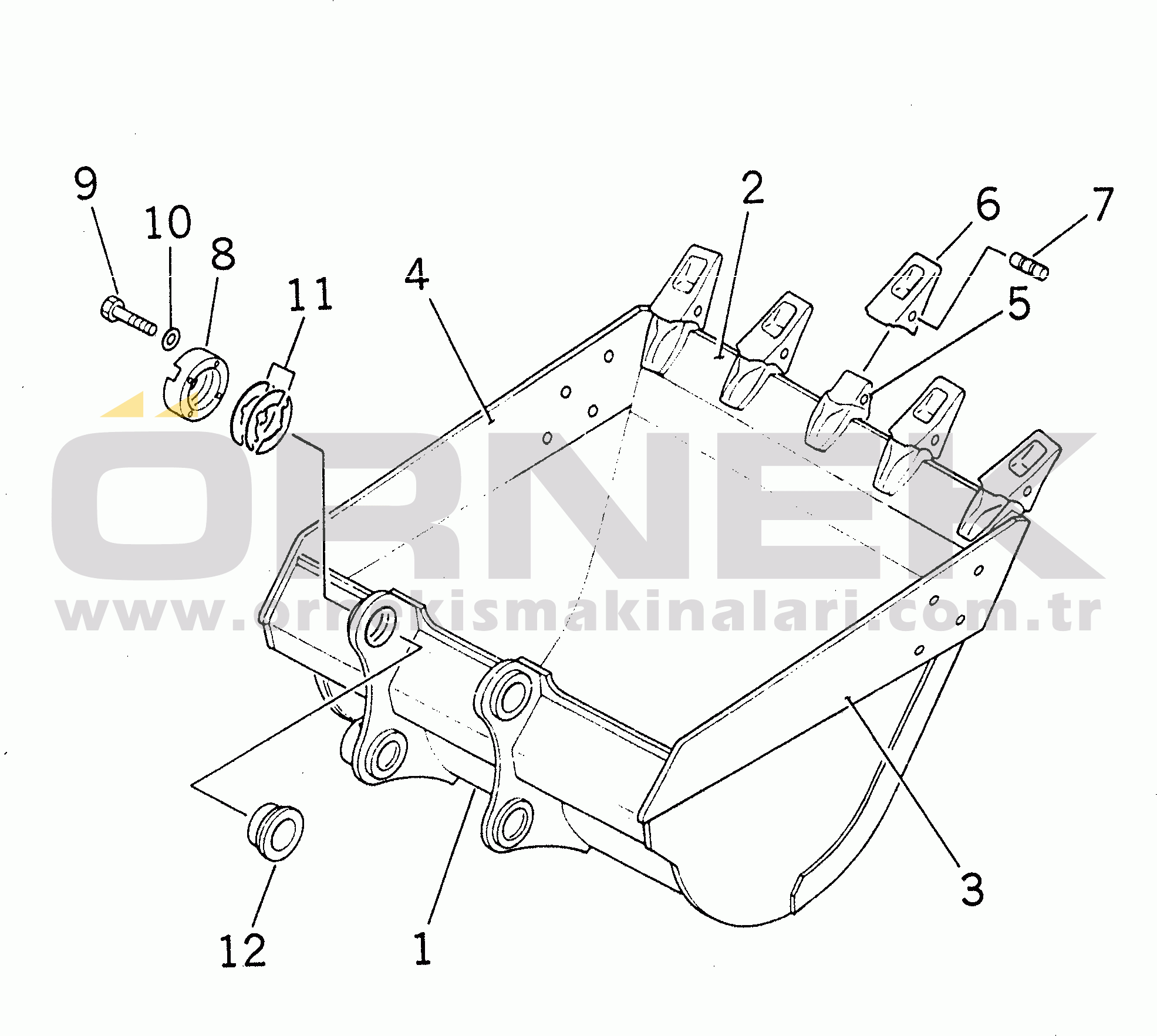 Komatsu PC200LC-6 S/N 80001-UP BUCKET¤ 0.8M3 (CECE 0.7M3)¤ 1045MM (HORIZONTAL PIN TYPE) (WITH ADJUSTING)(#80001-94998)