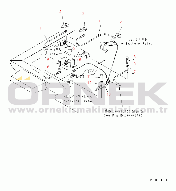 Komatsu PC200LC-6H S/N 80001-UP WIRING (BATTERY CASE)(#94999-96513)