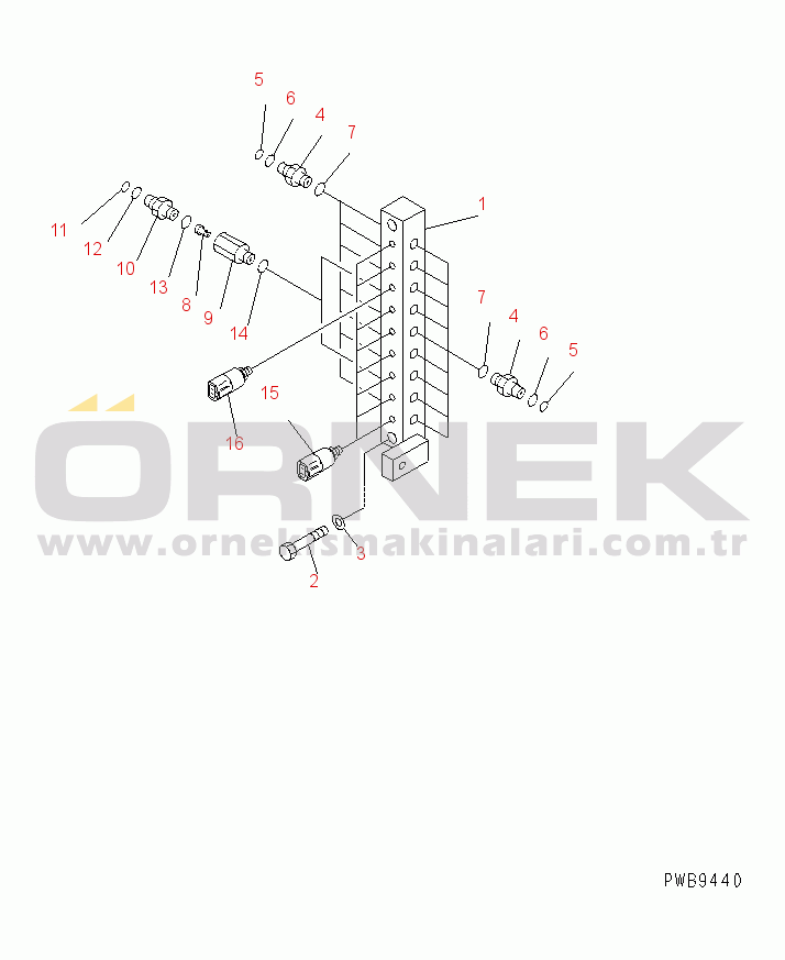 Komatsu PC200LC-6J S/N 80001-UP PRESSURE SWITCH BLOCK (WITH SENSOR)(#96514-102228)