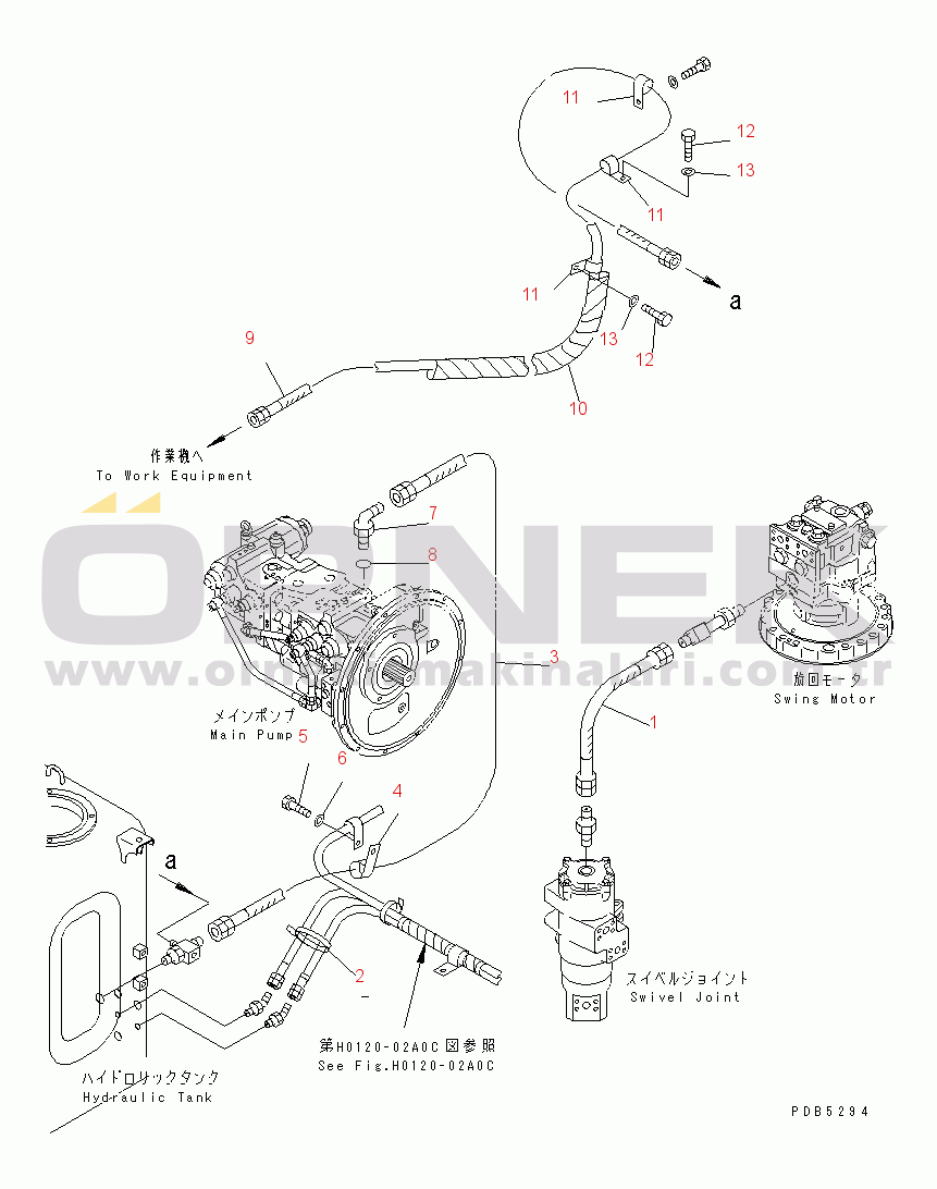 Komatsu PC200LC-6S S/N 80001-UP DRAIN LINE (ROTATION ARM)(#96514-)