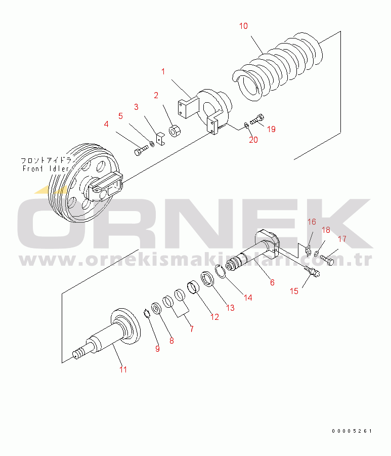Komatsu PC200LC-7 S/N 200001-UP (Yurtdışı Versiyonu) IDLER CUSHION (FOR NORTH AMERICA)(#250001-)
