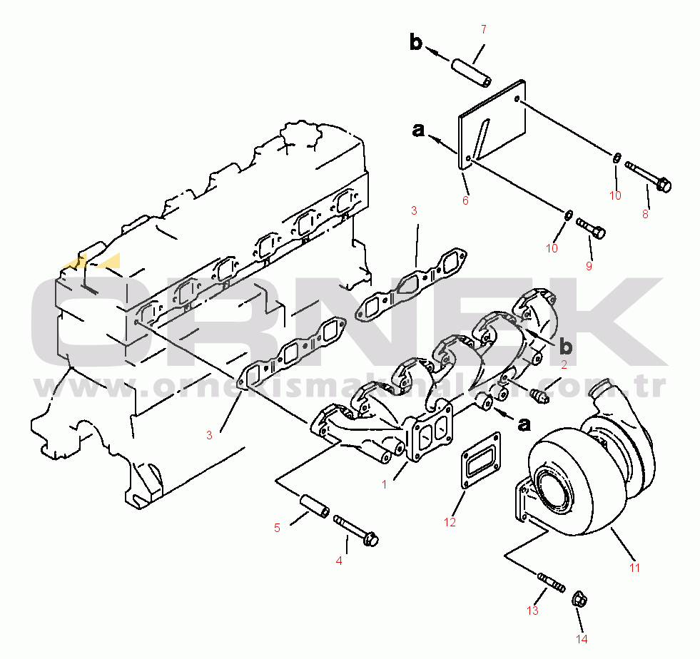 Komatsu PC200-5/LC-5 S/N A70001-UP EXHAUST MANIFOLD AND TURBOCHARGER MOUNTING