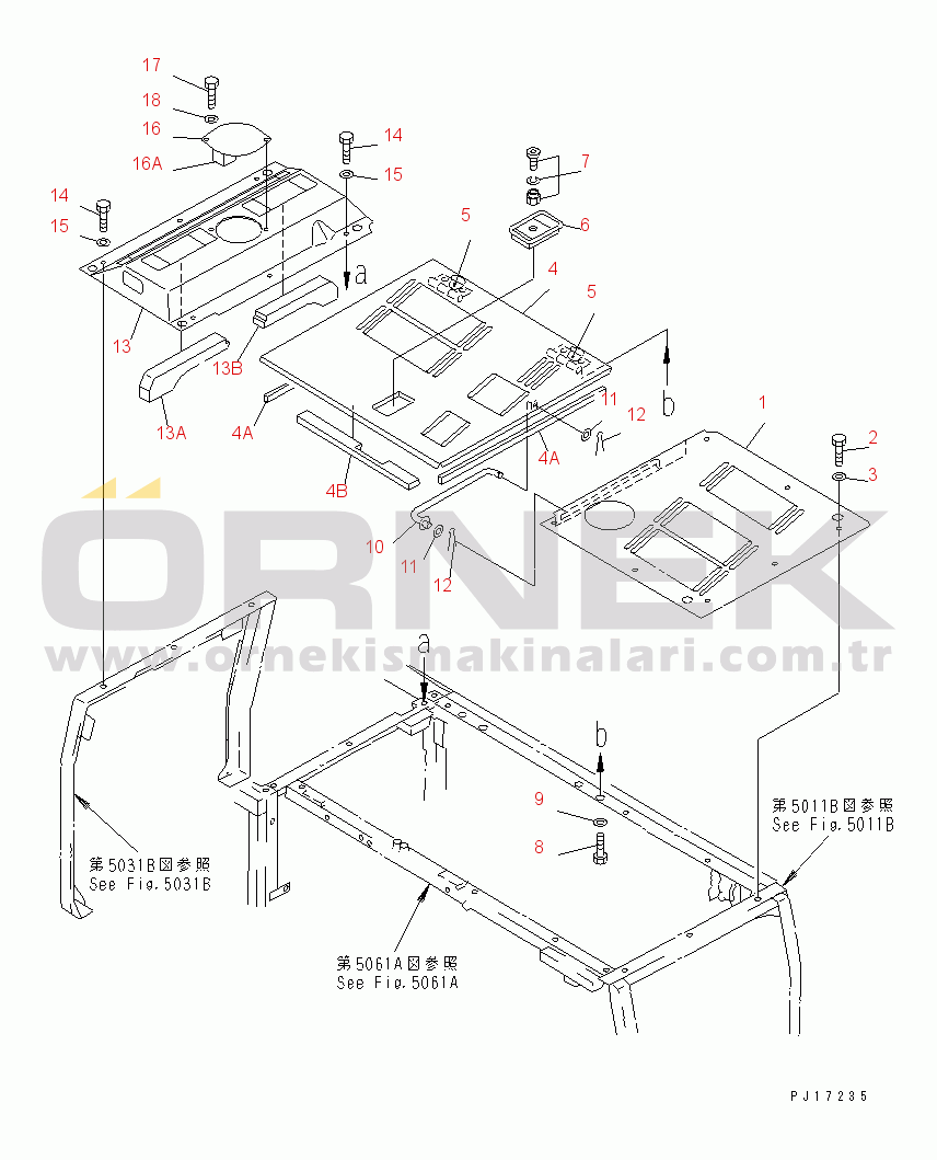 Komatsu PC200LC-5 S/N 45001-UP HOOD (#57469-57492¤58019-)