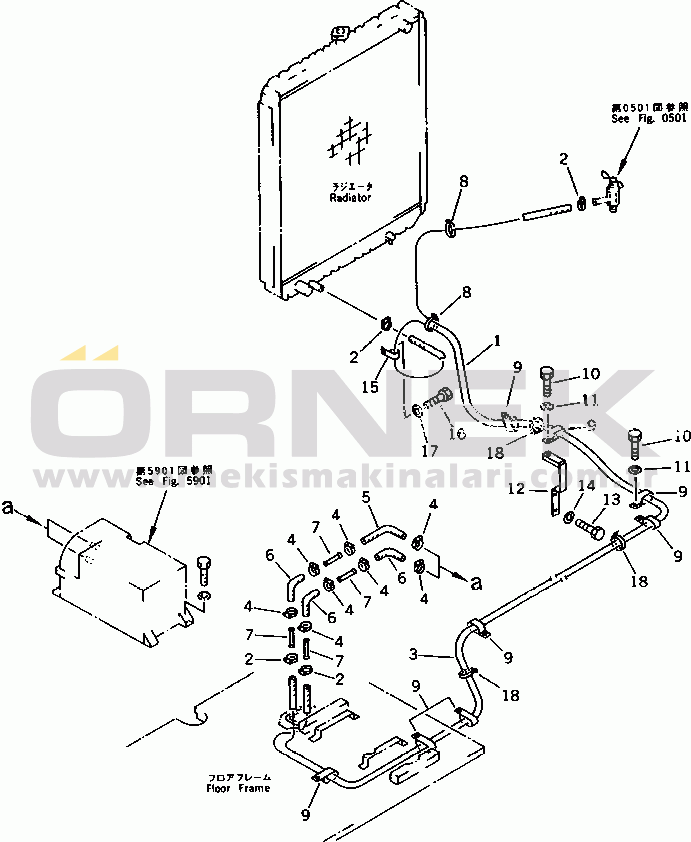 Komatsu PC200LC-5 S/N 45001-UP AIR CONDITIONER PIPING (HEATING)