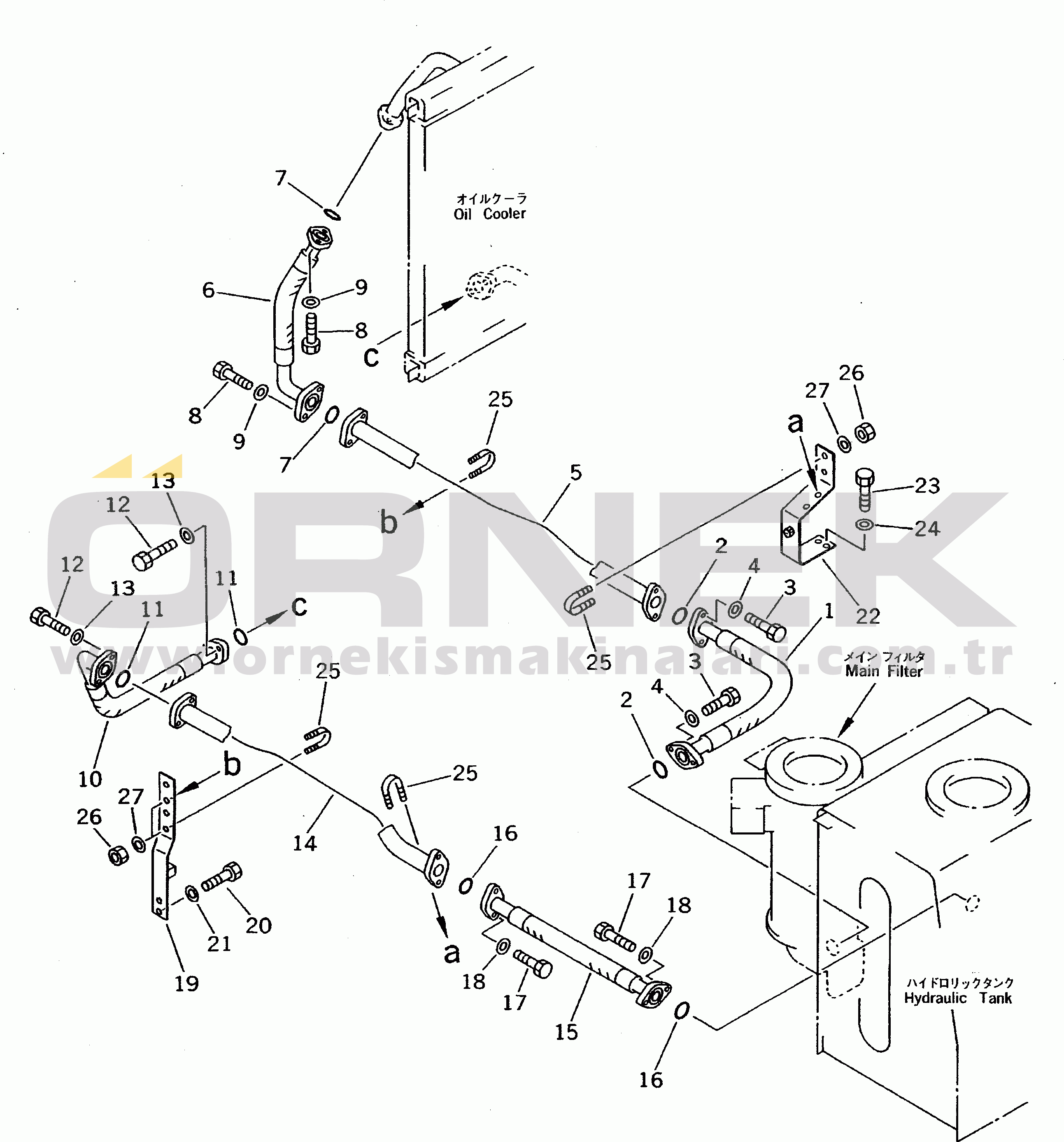 Komatsu PC200LC-5 S/N 45001-UP OIL COOLER PIPING (#57469-57492¤58019-)