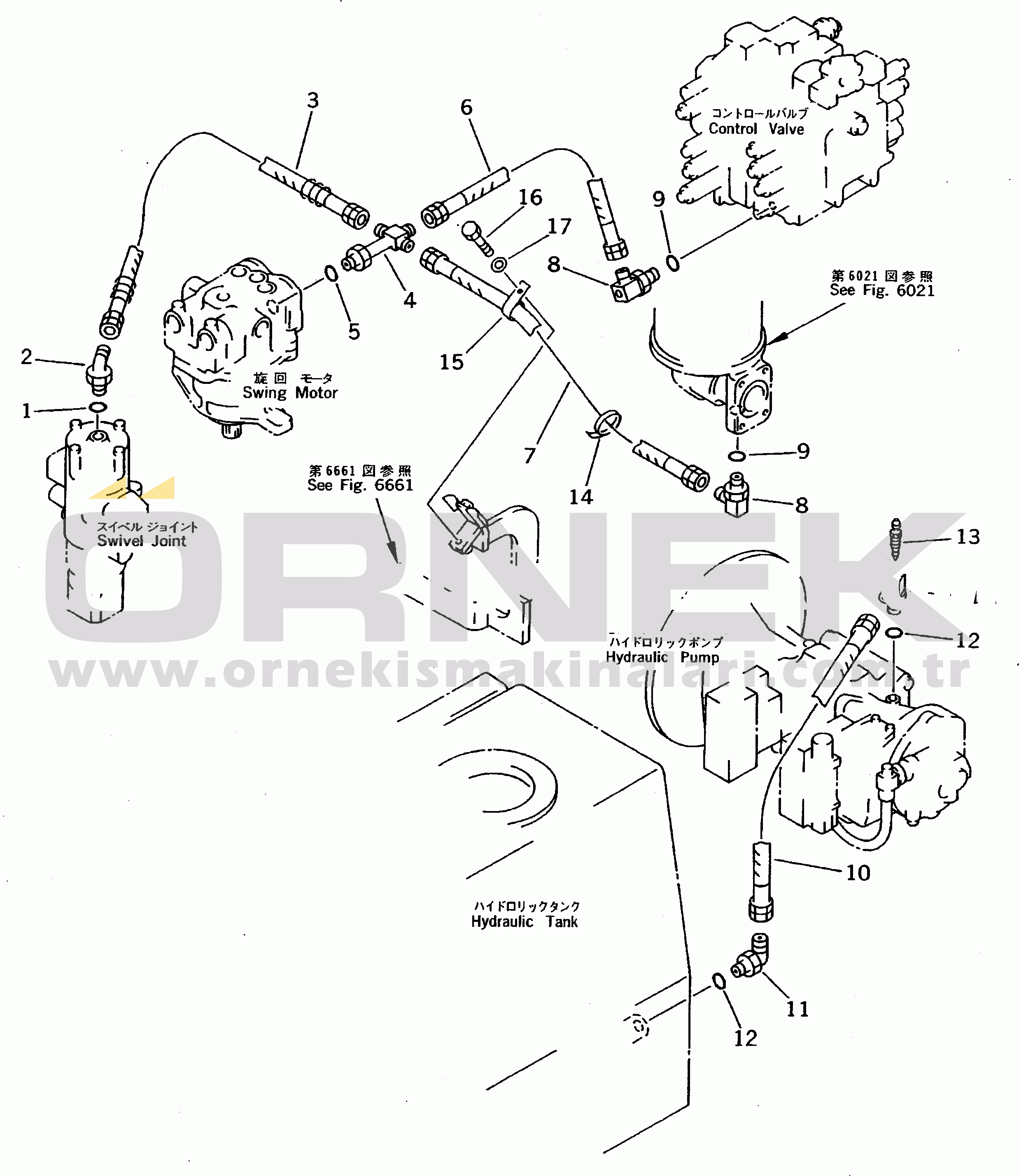 Komatsu PC200LC-5 S/N 45001-UP DRAIN PIPING (#57469-57492¤58019-)