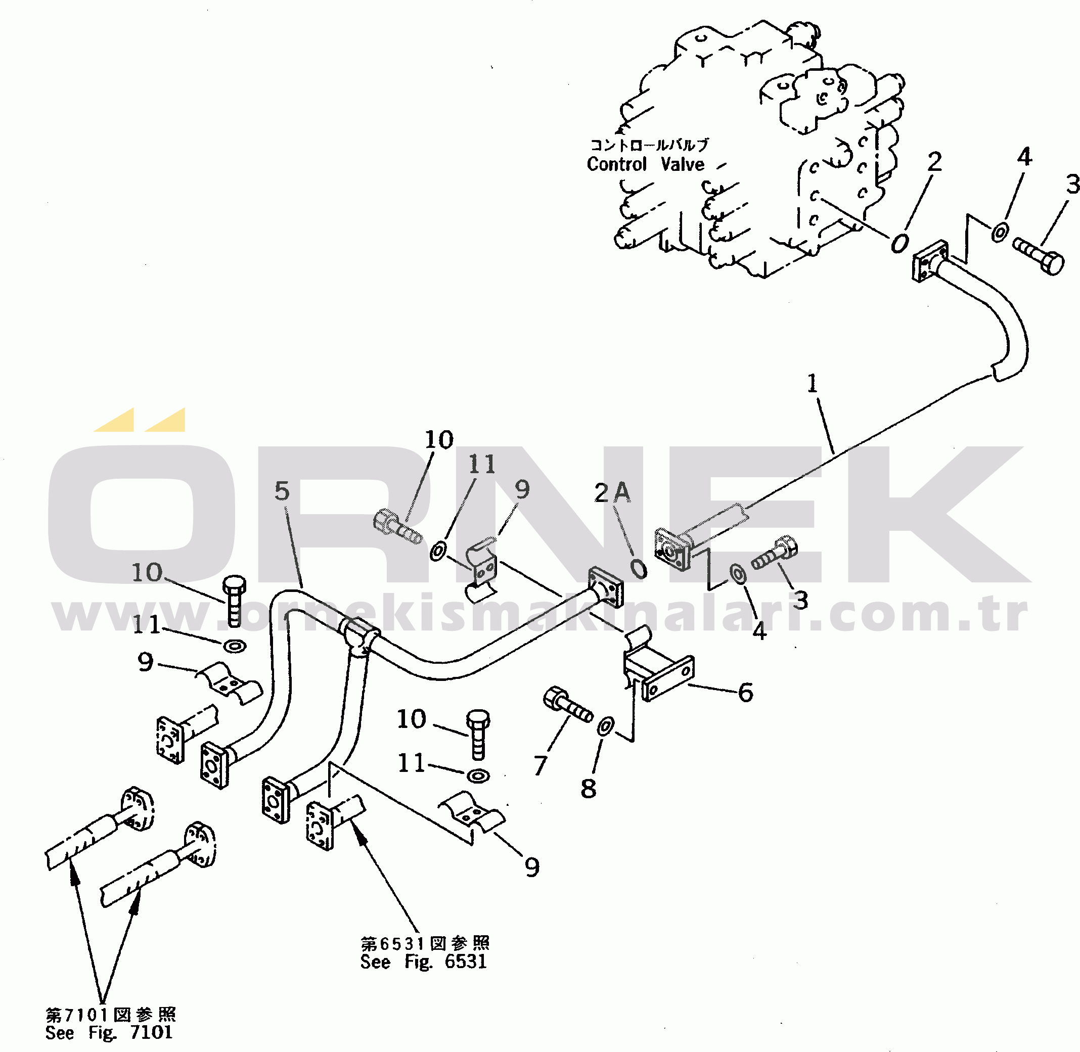 Komatsu PC200LC-5 S/N 45001-UP BOOM CYLINDER PIPING (CHASSIS SIDE)