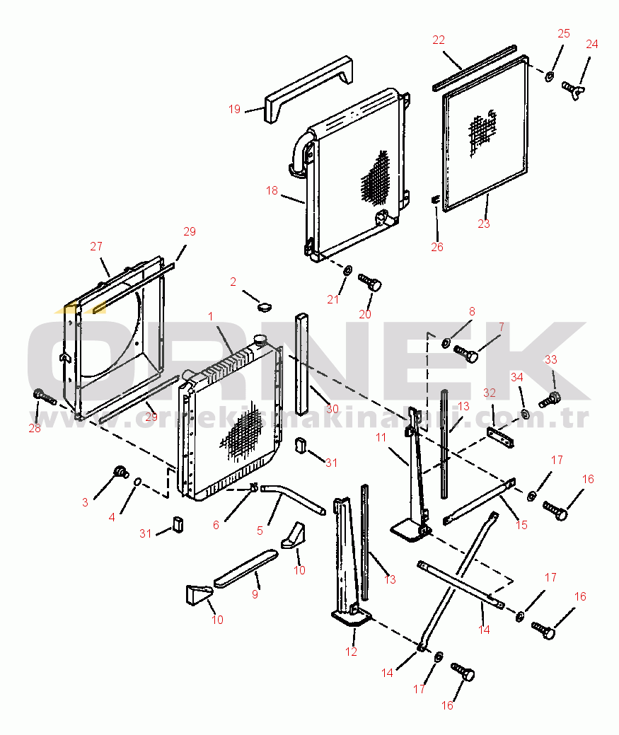Komatsu PC200LL-6 S/N A85001-UP FIG. C0100-01A0 RADIATOR