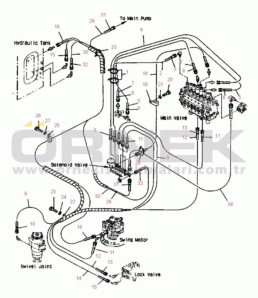 Komatsu PC200LL-6 S/N A85001-UP FIG. H1831-02A0 HYDRAULIC PIPING - SOLENOID VALVE LINE
