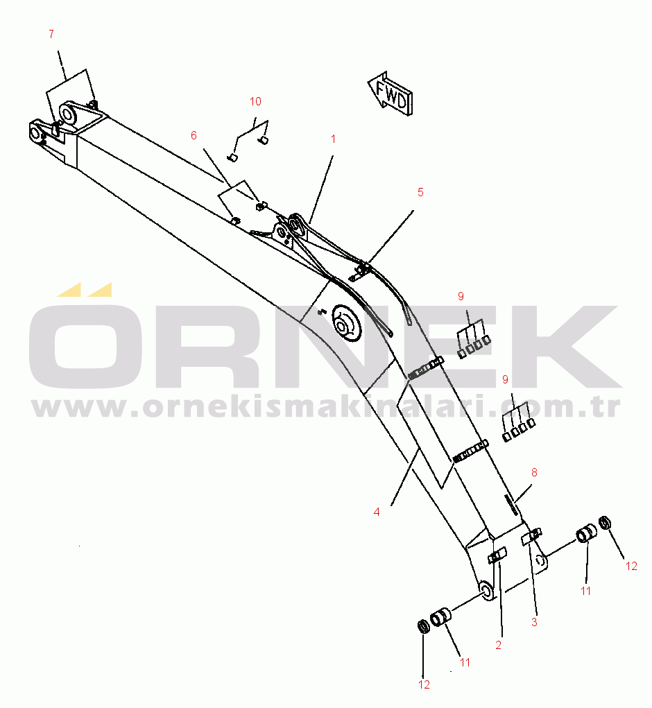 Komatsu PC200LL-6 S/N A85001-UP FIG. T1110-01A1 BOOM - STANDARD