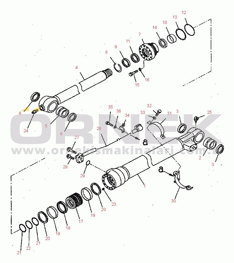 Komatsu PC200LL-6 S/N A85001-UP FIG. T1120-02A0 BUCKET CYLINDER - 1.8 M ARM