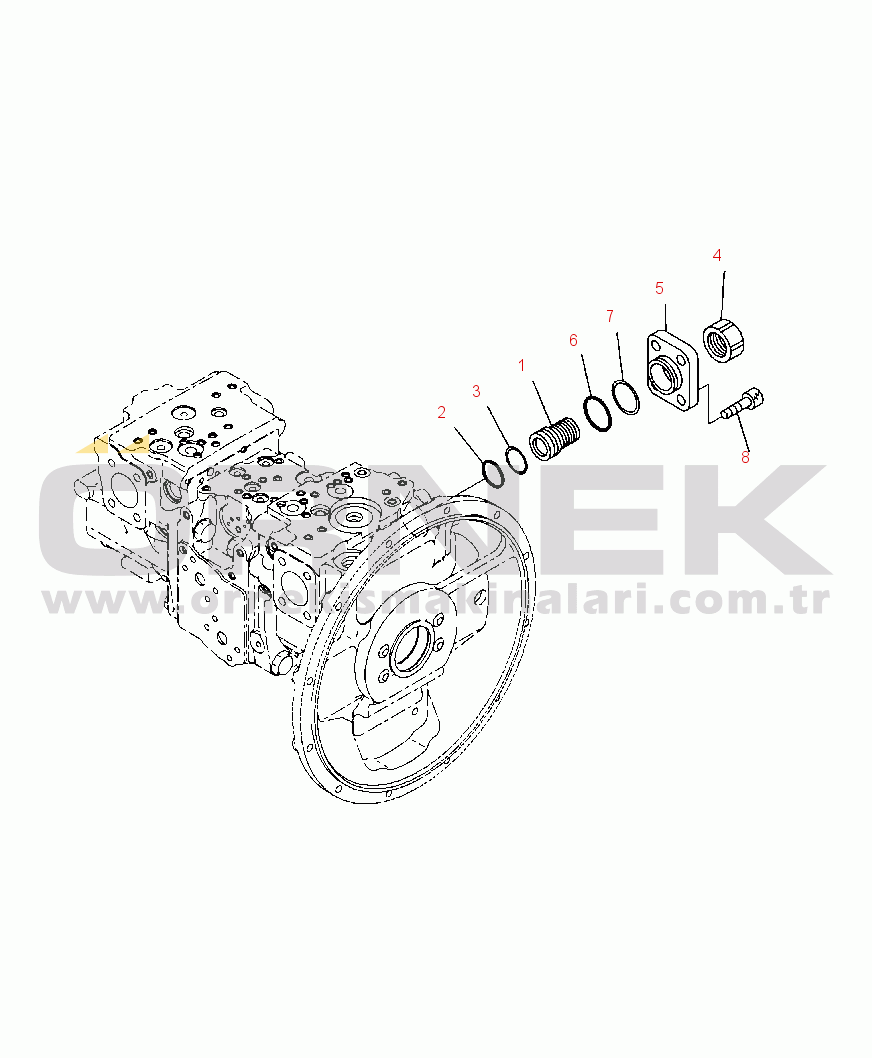 Komatsu PC200LL-8 S/N A87001-UP H0210-05A0 MAIN PUMP PC VALVE COVERS