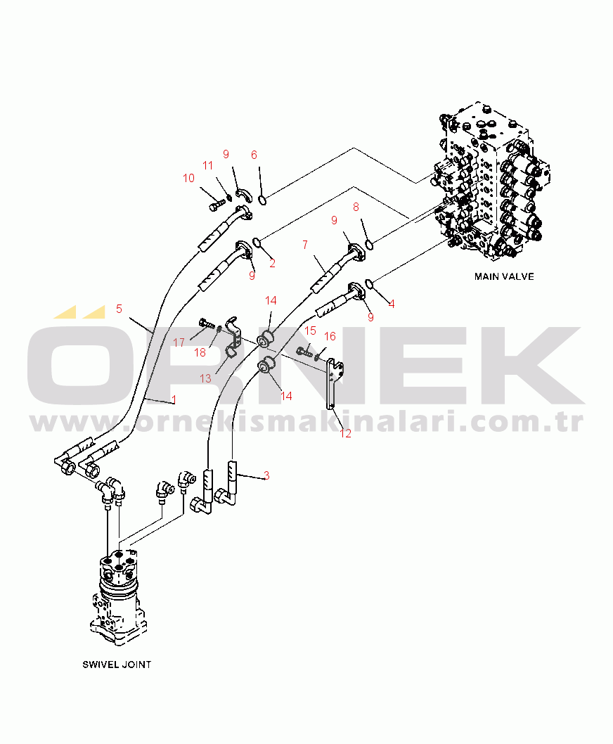 Komatsu PC200LL-8 S/N A87001-UP H1310-01A0 HYDRAULIC PIPING TRAVEL LINES