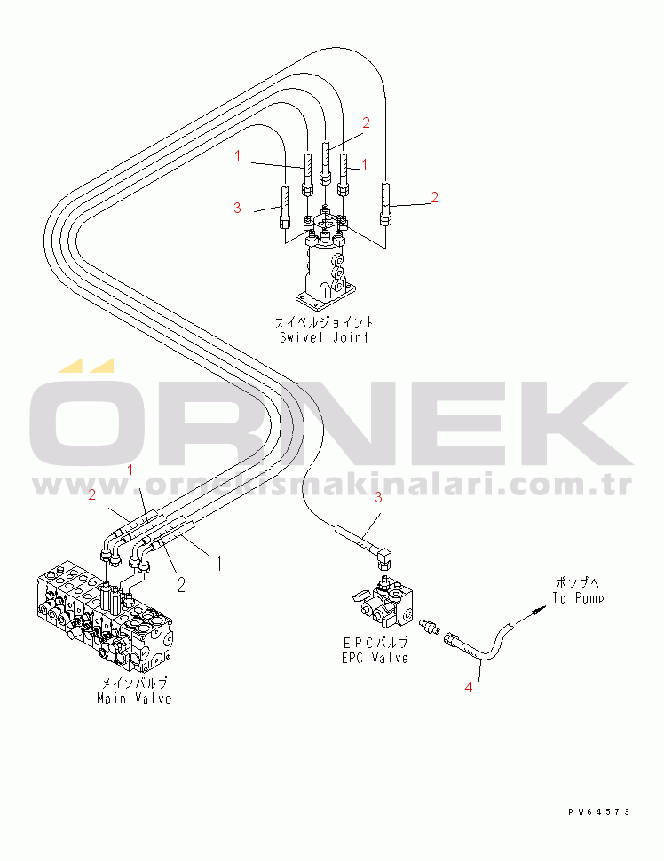 Komatsu PC20MR-1 S/N 10001-UP (KUC Spec.) ACTUATOR LINE (SWIVEL JOINT HOSE¤ 1/2)
