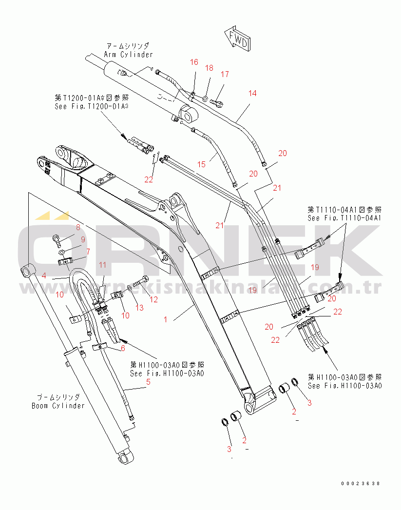 Komatsu PC20MR-2-A S/N 15001-UP BOOM (BOOM AND PIPING) (1 ATT.)