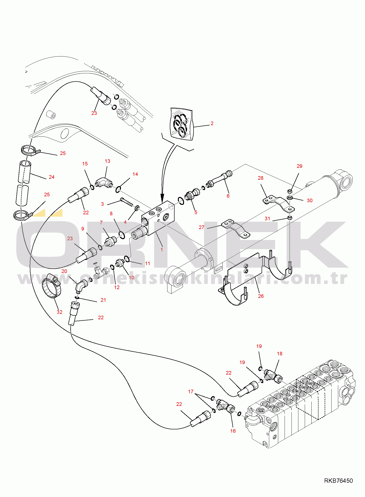 Komatsu PC20MR-2 S/N F00003 AND UP HYDRAULIC PIPING (BOOM LINE) (SAFETY VALVE)(WITHOUT SENSOR)