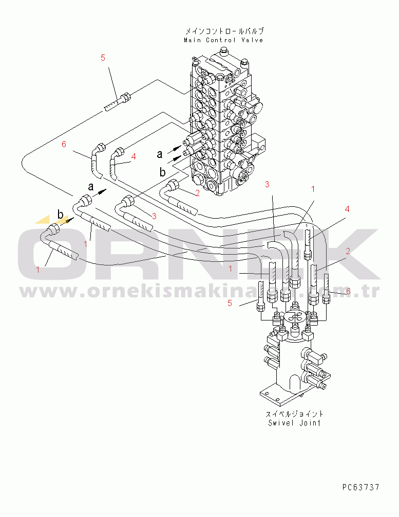 Komatsu PC20R-8 S/N 10001-UP HYDRAULIC PIPING (SWIVEL JOINT TO MAIN CONTROL VALVE)