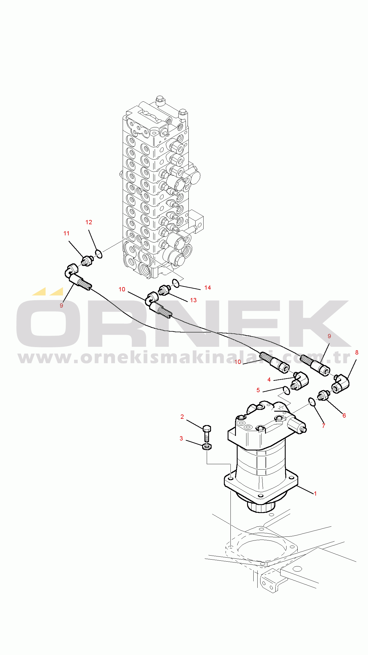Komatsu PC20R-8 S/N F30001-UP HYDRAULIC PIPING (BOOM SWING CYLINDER LINE)