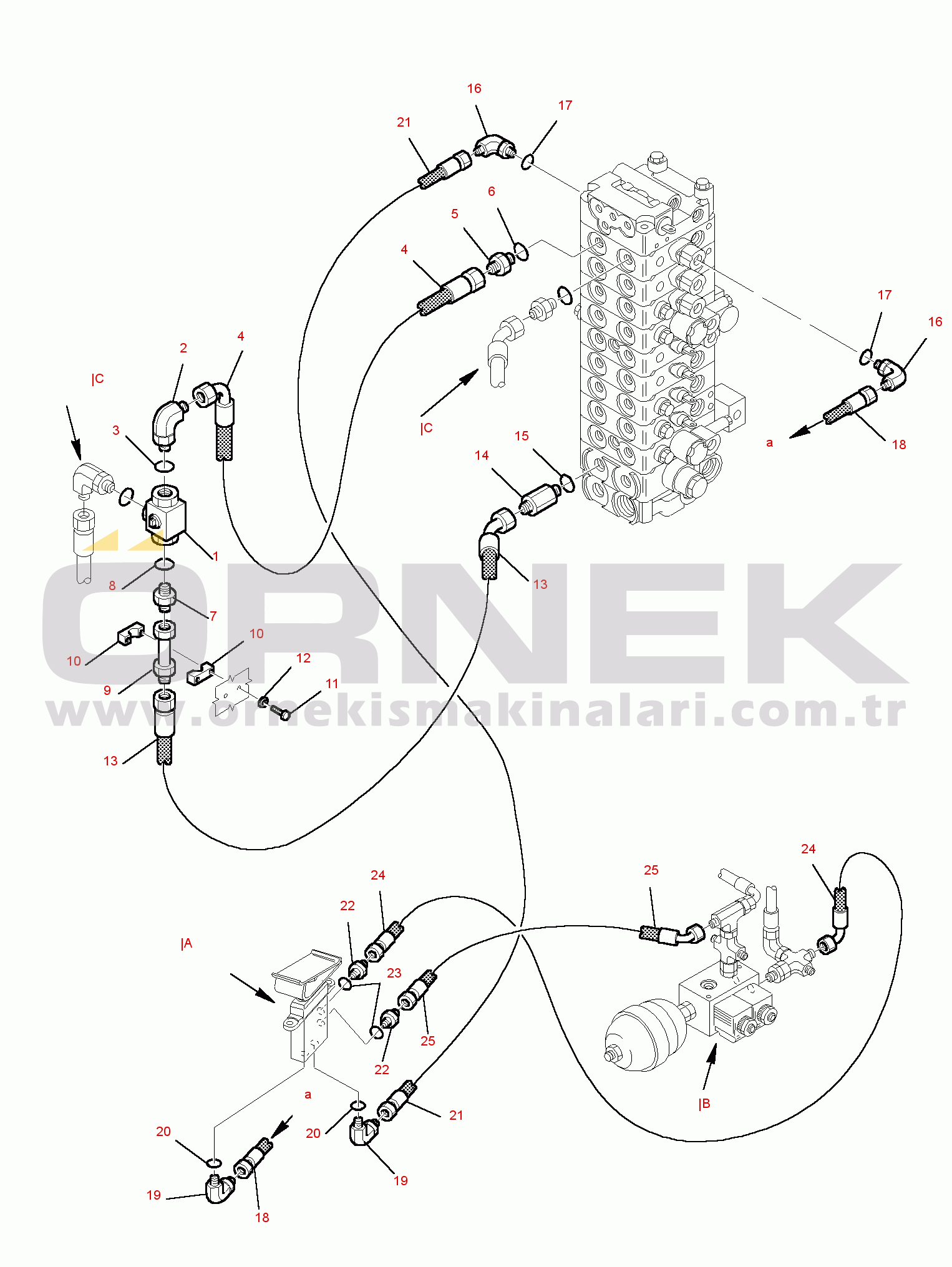 Komatsu PC20R-8 S/N F30001-UP HYDRAULIC PIPING (ATTACHMENT LINE) (1/3)